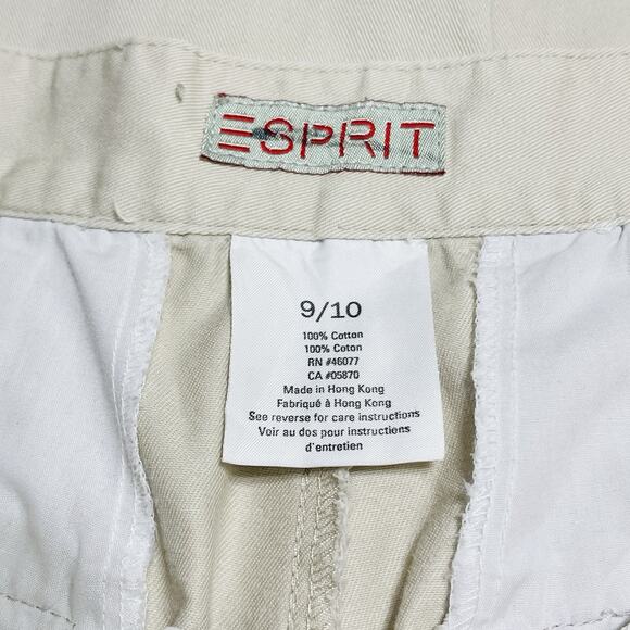 Vintage Esprit High Waist Mom Pants Cream Cotton Twill Pleated 80s 90s - Picture 7 of 10